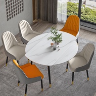 TLQ Extendable Round Dining Table Set Sintered stone Dining Table Chairs Nordic Marble Square Table