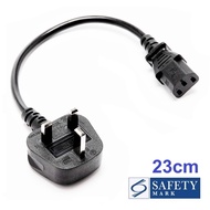 23cm C13 Power Cord Short Cable Safety UK Plug for Kettle Monitor Desktop