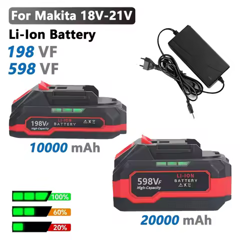 New 18V 20V 21V 10000mAh 20000mAh 198VF 598VF High Capacity Rechargeable Lithium Ion Battery for Mak