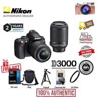 Nikon D3000 18-55mm VR + 55-200mm twin lens full set original (2 years warranty)