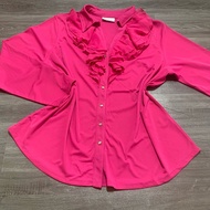(Big Size) AVENUE VNXK Women's Shirt With Long Sleeve Ruffled Shirt In Pink Sen T-Shirt 4c - Size 18 / 20