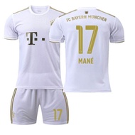 FCS Bayern Munichs Soccer Jersey for Men Kids Teenager 2223 Away White No. 17 Sadio Manés No. 6 Josh