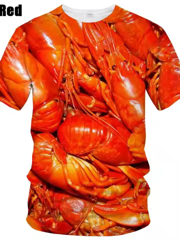Lobster Graphic T Shirt For Men Clothing Cool Designs 3D Printed Crayfish Crawfish T-shirt Casual Wo