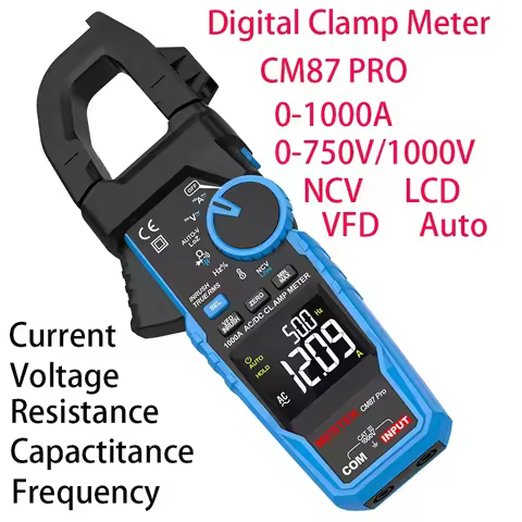 Mestek CM87Pro Clamp Meter 1000A 1000V AC DC True RMS Digital Clamp Meter Amperimetrica Capacitance 