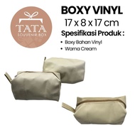 Boxy Cream Vinyl Pouch Size 17 x 8 x 17 cm