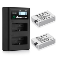 Powerextra LP-E8 2 Pack Compatible with Canon LP E8 Battery and Smart LCD Display Dual USB Charger f