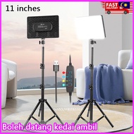 11 Inch USB Self-Timer Square Light with 210cm Retractable Tripod 3-Color Adjustable Light for Photo