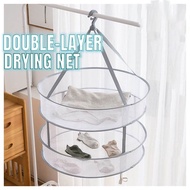 Double Layer Mesh Basket Drying Rack Net Collapsible Clothes Hanging Dryer Rack Windproof Underwear 