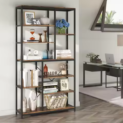 Tribesigns 79 Inches Bookcase with Open Shelves, 9-Tier Industrial Bookshelf, 10 Cubes Etagere Stora