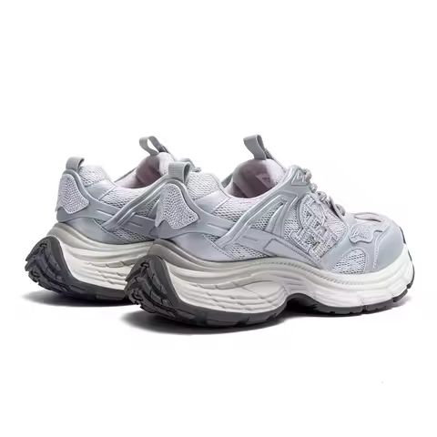 Women's Casual Shoes Grey Fashionable Wide-Base Balance Shoes with Breathable Upper and Lace-Up Desi