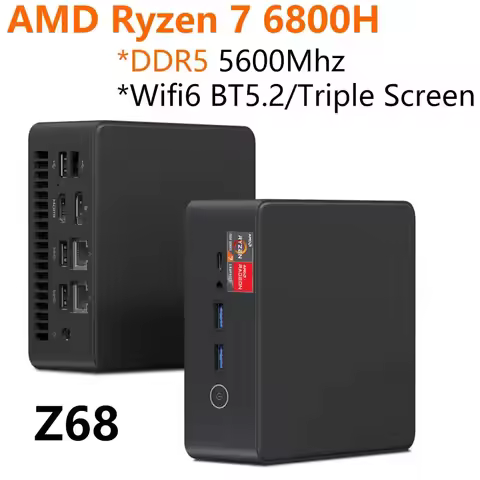 SZBOX Z68 Ryzen 7 6800H MINI PC Windows 11 DDR5 5600Mhz NVME SSD WIFI6 BT5.2 Game Office Desktop Com