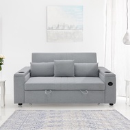 Koncept Furniture โซฟาเบด รุ่น Jazlyn สีเทาอ่อน (152x90x91 ซม.)