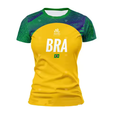 HOT SELL WOMEN Brazil VNL Volleyball Jersey UNISEX Adult Tops Men's Round Neck Short Sleeved Lightwe