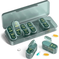 7 Day AM/PM Pill Organizer, 2x/Day Weekly Pill Box, Sealed Portable Medicine Case