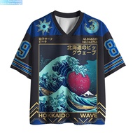 Online Game Kanagawa Surfing Net Jersey Number 98 Ukiyo-e Loose V-neck Short Sleeved Chinese Fashion
