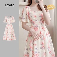 (New Arrival) Lovito Elegant Dress Pleated Spring/summer Dress for Women L198ED610 Lovito Corak Paka