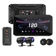 Wireless Motorcycle Carplay Screen 6.25" Waterproof GPS Navigator 2 HD Cameras Motor DVR TMPS & BSD 