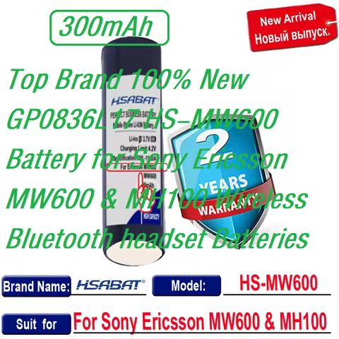 Top Brand 100% New 300mAh GP0836L17 HS-MW600 Battery for Sony Ericsson MW600 & MH100 Wireless Blueto