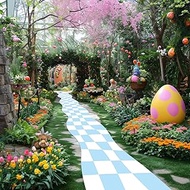 Wonderland Party Decoration Blue and White Checkered Aisle Runner 118 x 24 Inches Wonderland Checker