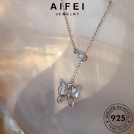 AIFEI JEWELRY Chain Sterling 純銀項鏈 Necklace Original Silver Perempuan For 925 Rantai Pendant Korean Perak Leher Women Butterfly Fashion Accessories N1037