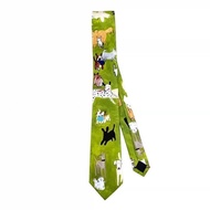 Tie Shirt Men Women jk Literary Green Niche College Casual Accessories Design Oil Painting Dog