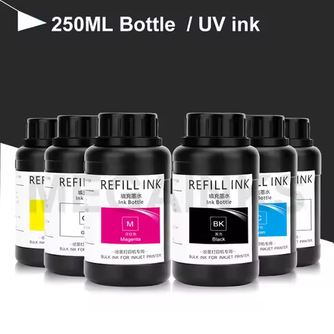 UV Ink 250ml x 6pcs Bottle for Epson 1390 L800 L1800 L805 R290 R1800 R1900 DX4 DX5 DX6 DX7 TX800 XP6