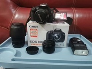 Canon 600D 單反 套裝 1機3鏡頭連閃光燈 全套3000