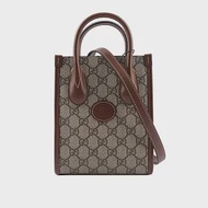 GUCCI Interlocking G 迷你手提/斜背托特包 (棕色)