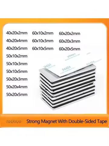 40x20x2mm Block Strong Powerful Magnets With Double Sded Tape For Home Refrigerator,Office, DIY 40*2