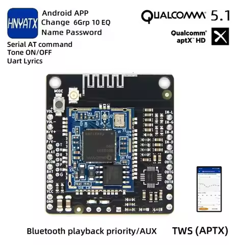 APP name change password EQ Bluetooth 5.1 Qualcomm QCC3031 lossless APTXHD with AUX pair box TWS amp