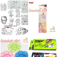 Paket Kanvas Lukis Sketsa ( kanvas sketsa,palet,kuas,cat akrilik)