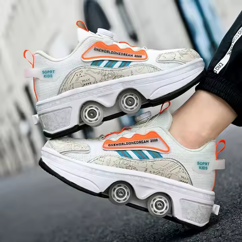 4 Wheels Deformation Roller Skates, Parkour Sneakers, Roller Skating Shoes, Street Urban Fitness Rol