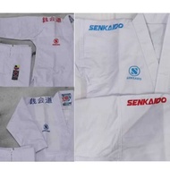 MERAH Dogi Original Senkaido Master-Gi Kata karate shirt/. Red embroidery / biru (Aka side Ao/)