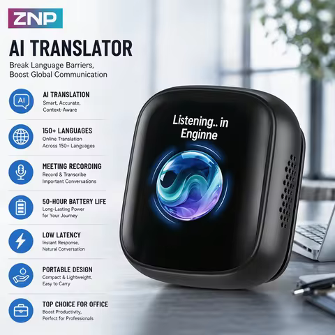 ZNP Z02 Meeting Minutes Ai Translator For 150+ languages 50Hrs Playback HD Display Wireless Bluetoot