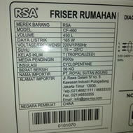 Freezer RSA bekas 3 bulan