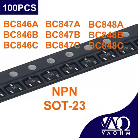 100PCS BC846 BC847 BC848 BC846A BC847A BC848A BC846B BC847B BC848B BC846C BC847C BC848C NPN SOT-23 B