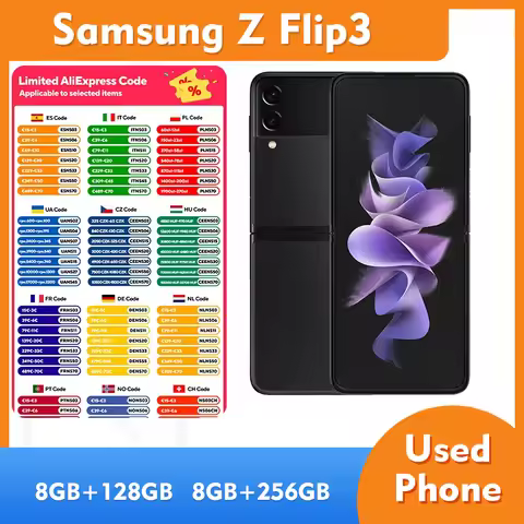 Samsung Galaxy Z Flip3 5G RAM 8GB ROM 128GB/256GB 6.7inches 120Hz Screen Face Recognition 12MP camer