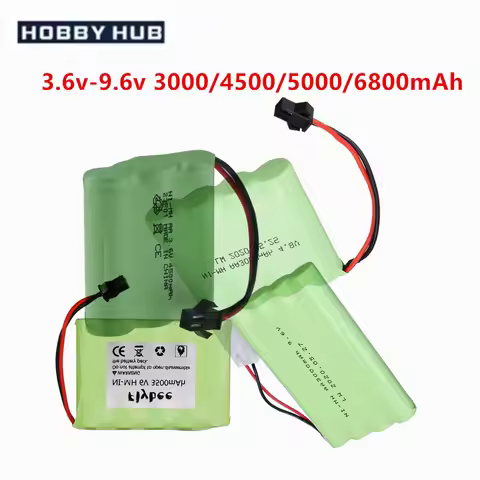 3.6v 4.8v 6v 7.2v 8.4v 9.6v 12v 5000mAh Rechargeable Battery or 3000mAh 4500mah Nimh AA Battery Pack