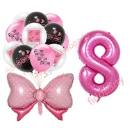 15pcs BLACKPINK Theme Balloons Party Decoration Number Balloon Latex Balloon Set Bow-knot Balloon Gi