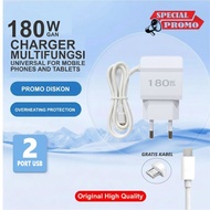 GAN 180W Charger Fast Charging 2 USB Ports N8 FC WHITE High Quality RG Micro USB