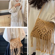 Women's Tassel Beach Bag – Vintage Korean Summer Style, Check-in Travel
