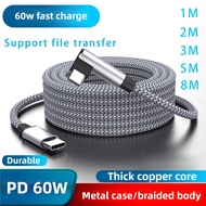 1M 2M 3M 5M 8M 60W Type C To Type C Cable PD Fast Charger USB C Long Data Cable Cord for Smartphone 