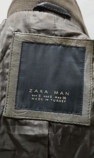 Zara man小羊皮皮衣外套土耳其製