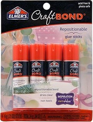 ELMER'S E4020 CraftBond Repositionable Glue Sticks, 4 Sticks per Pack, 6 Grams per Stick, Clear