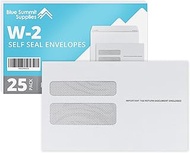 25 W2 Envelopes, Self Seal, Double Window Security Envelopes Designed for Printed W2 Laser Forms fro
