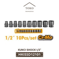 Kunci Sok Soket 1/2" 10Pcs 1/2" Impact Socket Set INGCO HKISSD12101