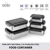 iGOZO Pure Anti-Bacterial 316 Stainless Steel Food Container Lunch Box (2000ml/2800ml)