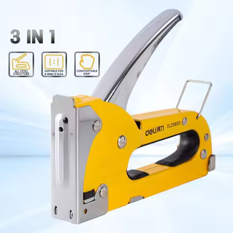 Deli 3 in 1 Nail Gun DIY Furniture Construction Stapler Upholstery Staple Gun with 3000 Staples Home