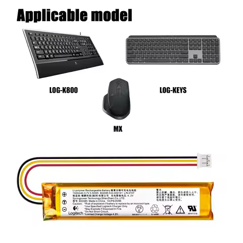 Original Keyboard and Mouse Battery For Logitech K800 MX KEYS YR0073 533-000221 802085P 802085 533-0