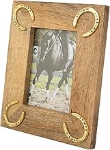 Huntley Equestrian Wooden Picture Frame with Gold Horse Shoes, 5 x 7